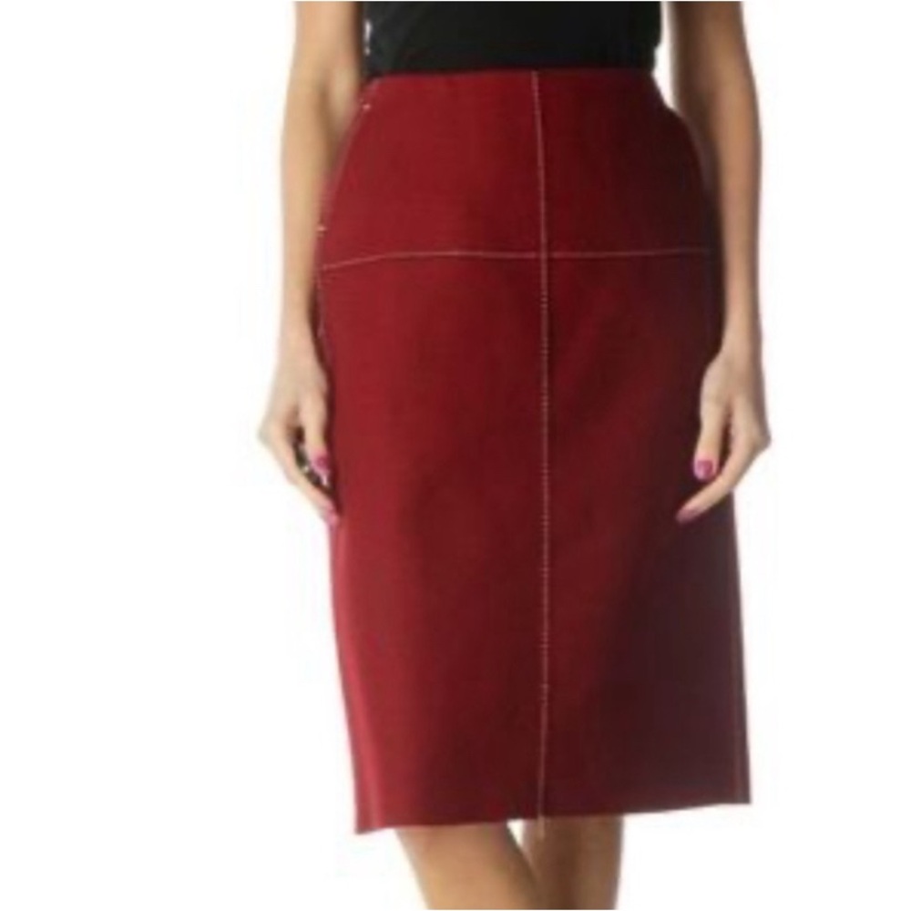 J. Crew Rare Red/Maroon Wool Blend  Wool Blend Stitched Career Skirt Petite 0